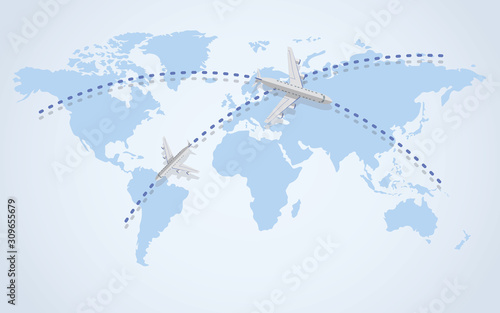 The plane is flying. 