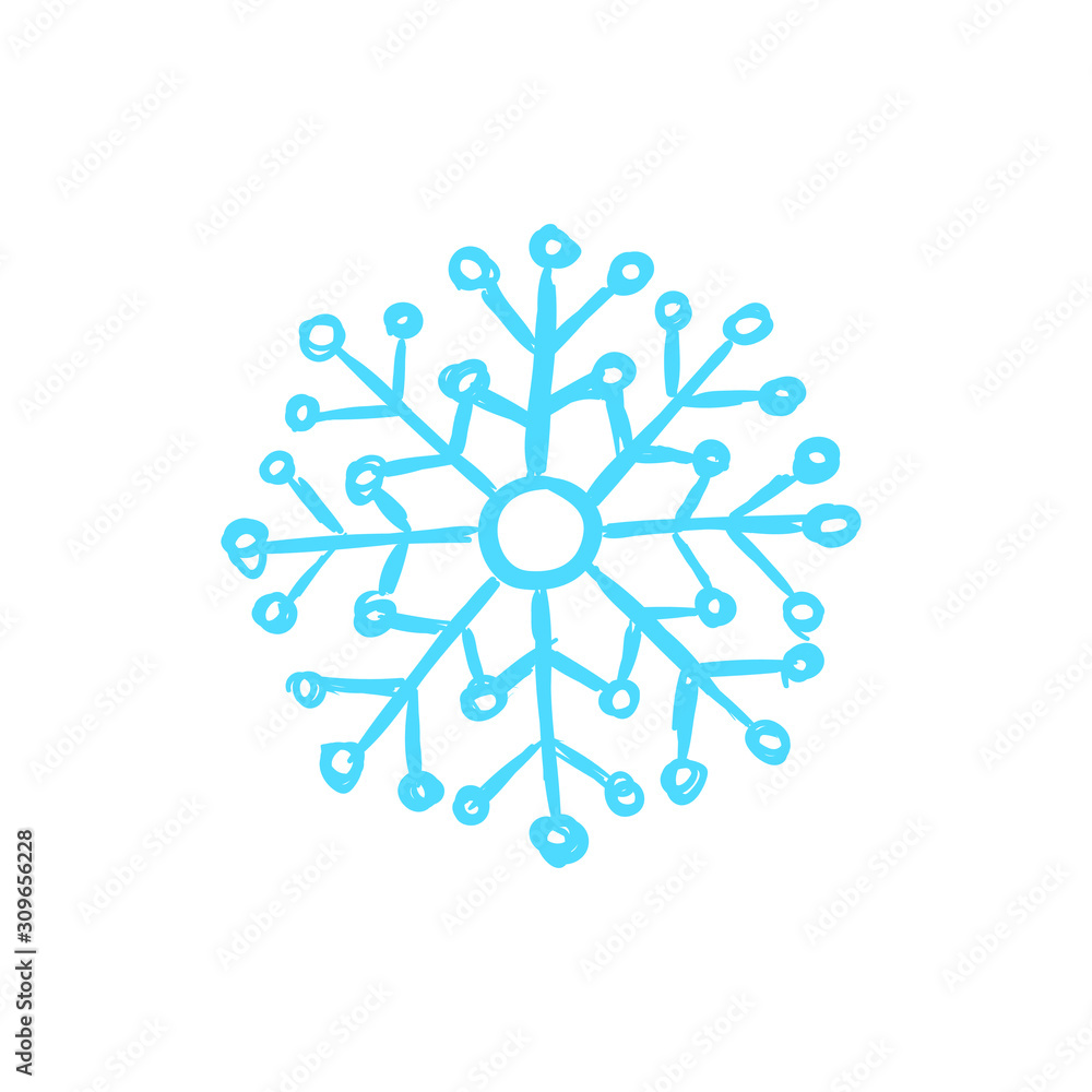 Snowflake Doodle Snow Drawing Illustration - Freehand, Art, Christmas doodle Winter Decoration Crystal Cool Star