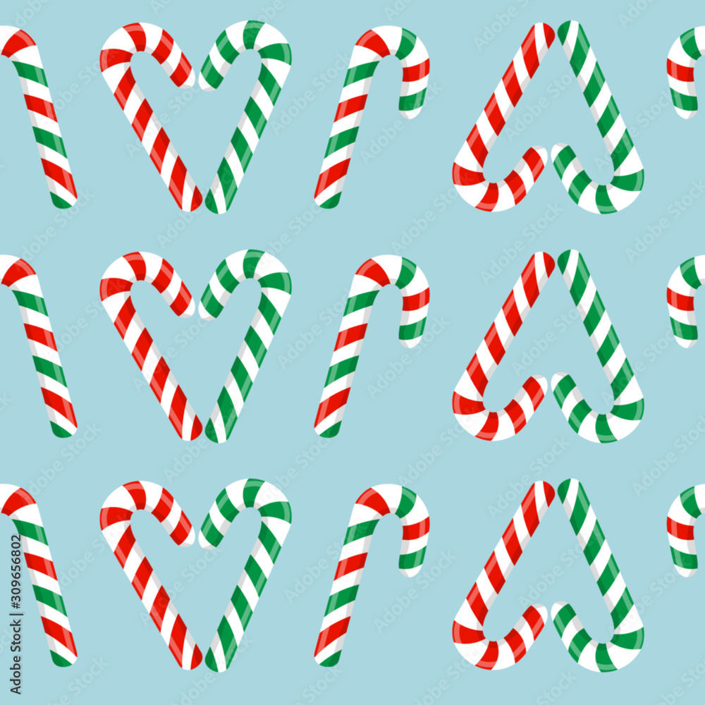 Fototapeta premium Candy cane seamless pattern, vector illustration.