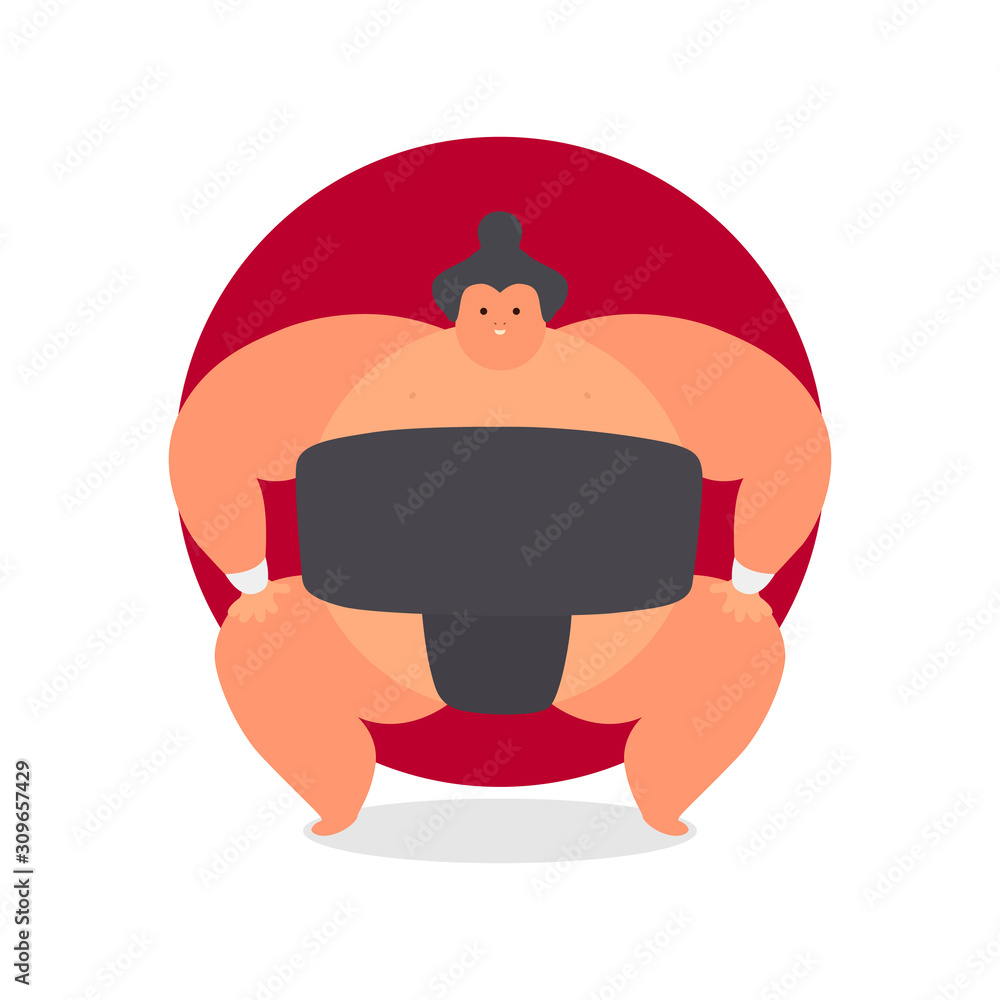 Fototapeta premium Sumo. Sumo wrestler flat character isolated on white.