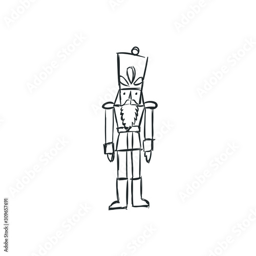 Nutcracker soldier doodle art illustration drawing - toy cracker nut wooden cartoon figurine army military handmade -  Christmas Holiday celebration Xmas winter season December Merry Christmas - Snow 