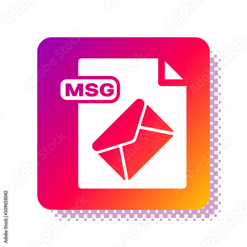 White MSG file document. Download msg button icon isolated on white background. MSG file symbol. Square color button. Vector Illustration