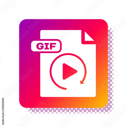 White GIF file document. Download gif button icon isolated on white background. GIF file symbol. Square color button. Vector Illustration