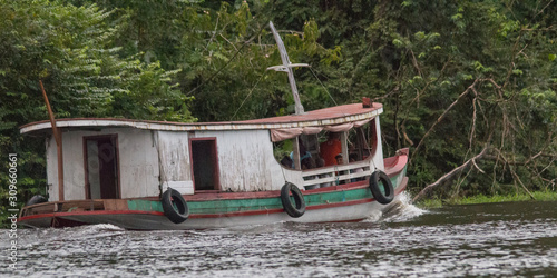 School and church boat, Parana do mamori, Amazon region, Brazil, South America