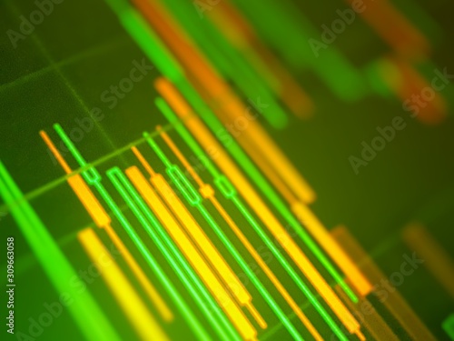 Green color of a stock exchange chart graph. Finance business background. Abstract stock martet diagram