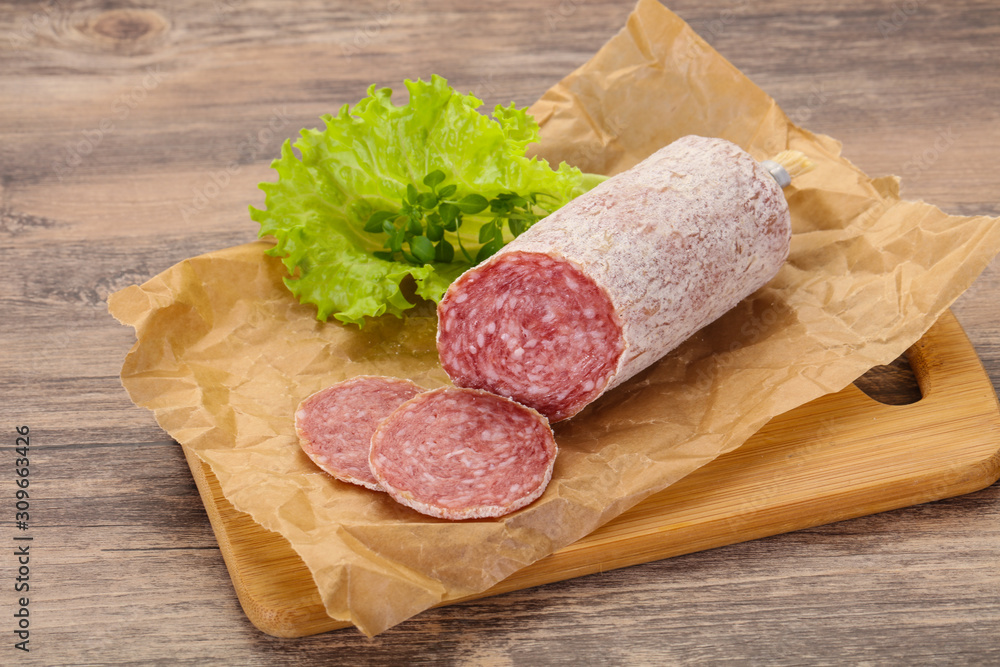 Italian dry Saliami pork sausage Italian dry Saliami pork sausage