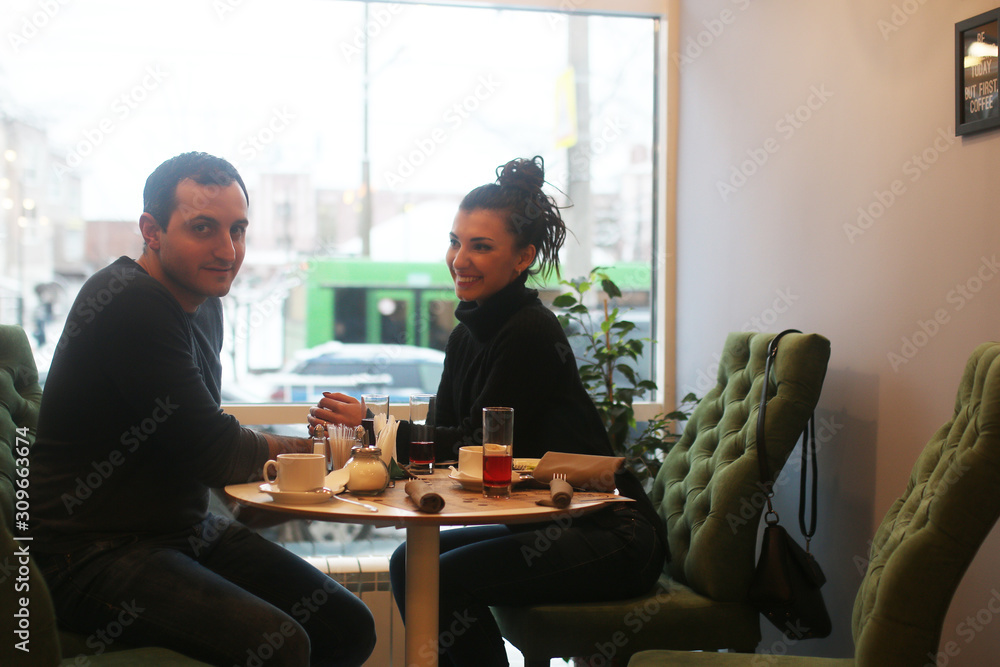 A young woman in a cafe A young woman in a cafe