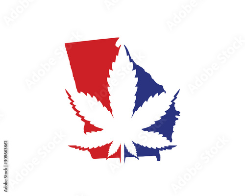 Georgia Map With Cannabis Leaf Logo Vector 001
