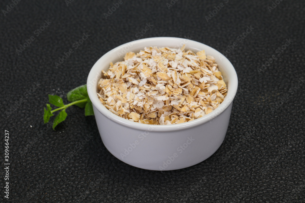 Raw oats in the bowl Raw oats in the bowl