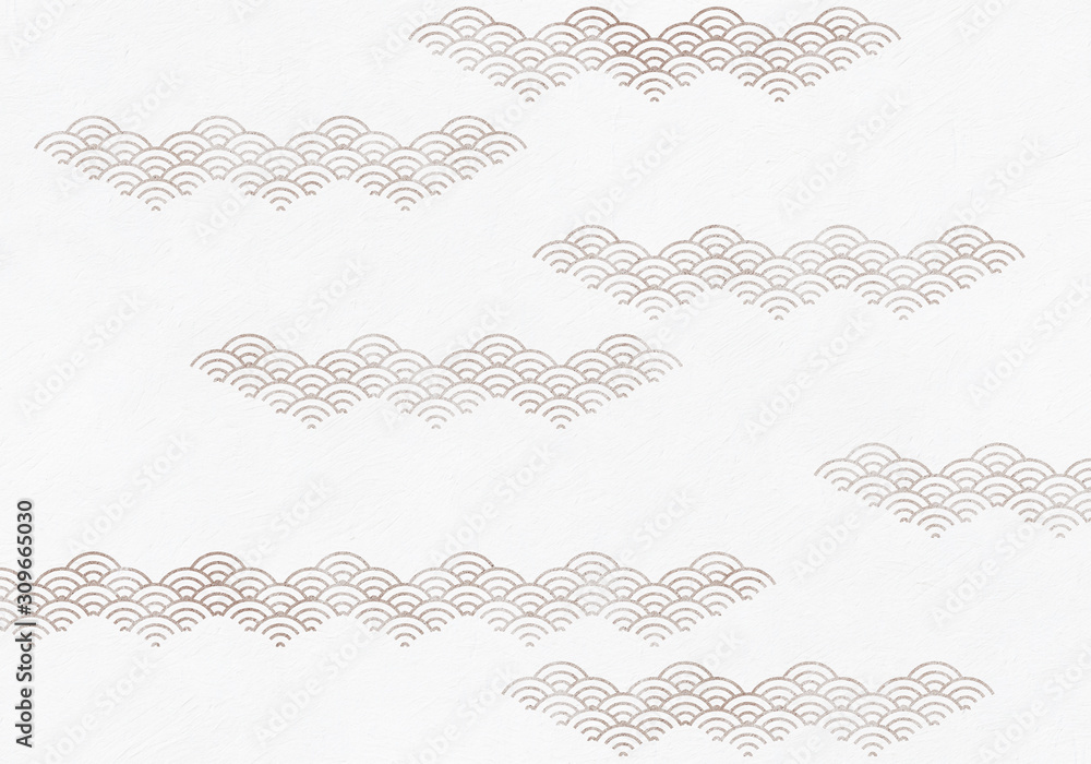 背景 青海波 波 海 伝統 模様 和風 和柄 図案 壁紙 素材 テクスチャー 茶 ブラウン Stock イラスト Adobe Stock