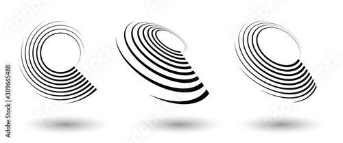 Halftone circle frame, abstract dots logo emblem design element for any project. Round border icon or backgroud. Vector EPS10 illustration. Abstract dotted halftone vector with differents perspective