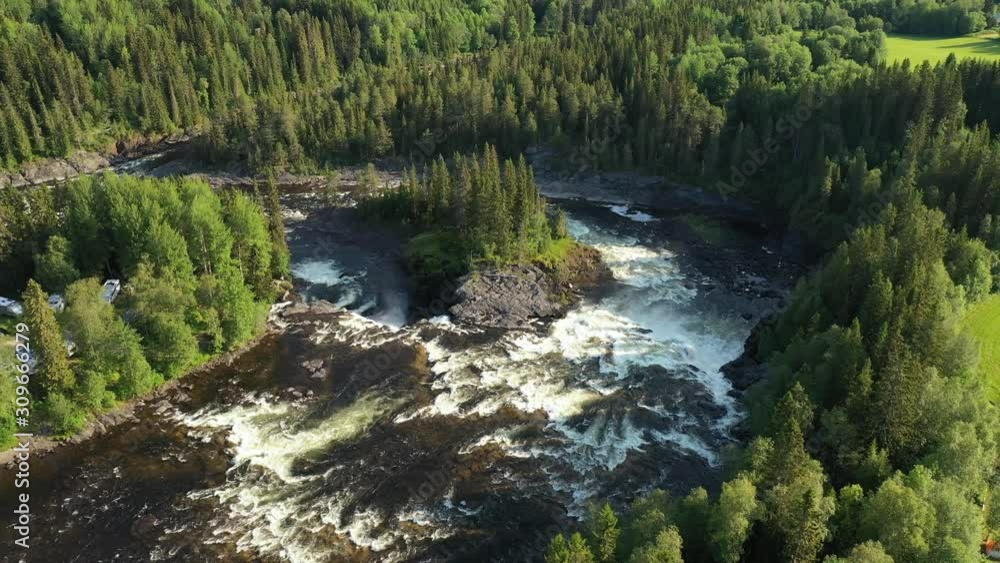Ristafallet waterfall in the western part of Jamtland is listed as one of the most beautiful waterfalls in Sweden. Ristafallet waterfall in the western part of Jamtland is listed as one of the most beautiful waterfalls in Sweden.