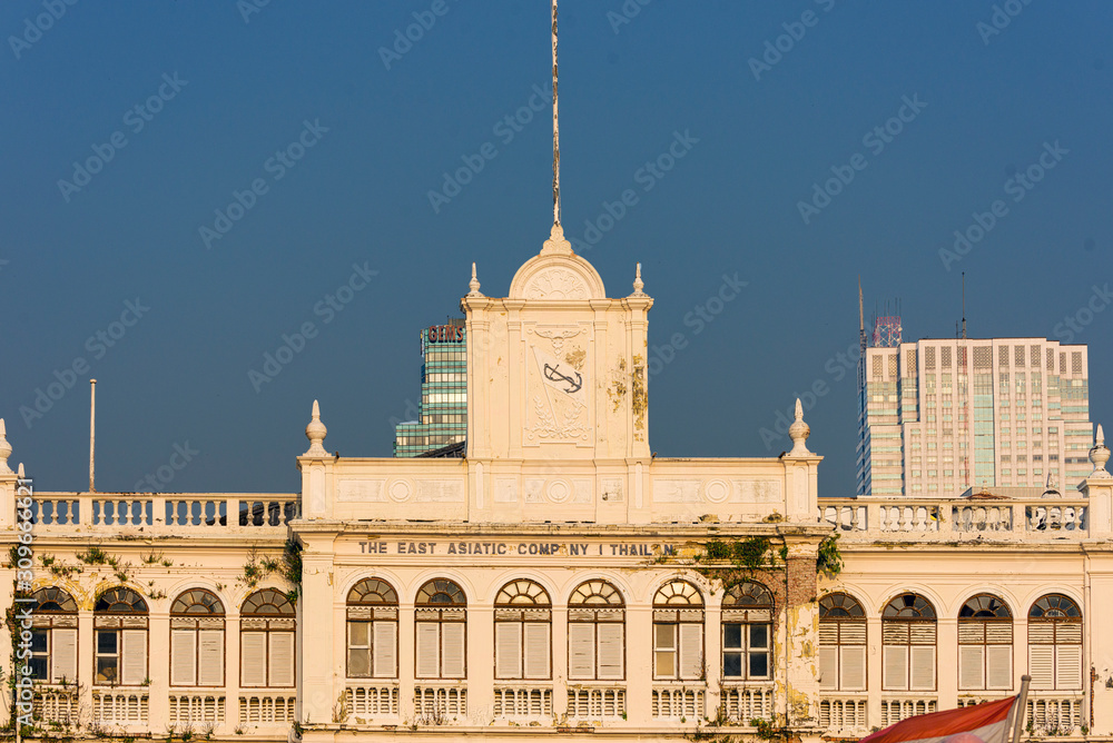 The East Asiatic Company Building is a rare historical Venetian architecture in Bangkok, Thailand