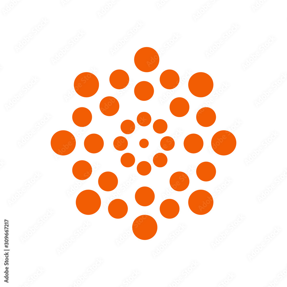 Fototapeta premium Geometric Pattern Polka Dots of orange color. Perfect for your design, textile, pattern fills, box, posters, cards, web page background etc. Pattern under the mask. Vector.