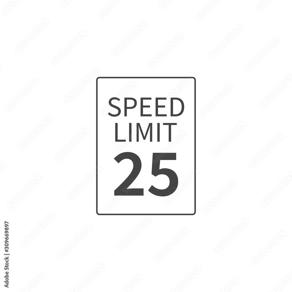Vector Speed Limit 25 mph on white isolated background. Layers grouped for easy editing illustration. For your design Vector Speed Limit 25 mph on white isolated background. Layers grouped for easy editing illustration. For your design