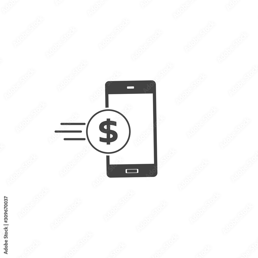 Vector coin and mobile phone icon. Cash flows icon on white isolated background. Vector coin and mobile phone icon. Cash flows icon on white isolated background.