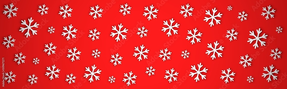 Christmas banner, snowflakes isolated on red background, 3D-rendering Christmas banner, snowflakes isolated on red background, 3D-rendering