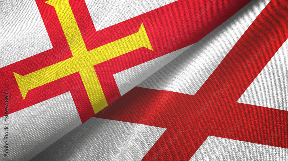Guernsey and Northern Ireland two flags textile cloth, fabric texture Guernsey and Northern Ireland two flags textile cloth, fabric texture