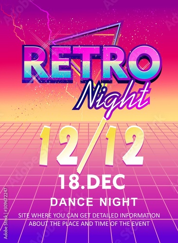 retro wave cyber space poster