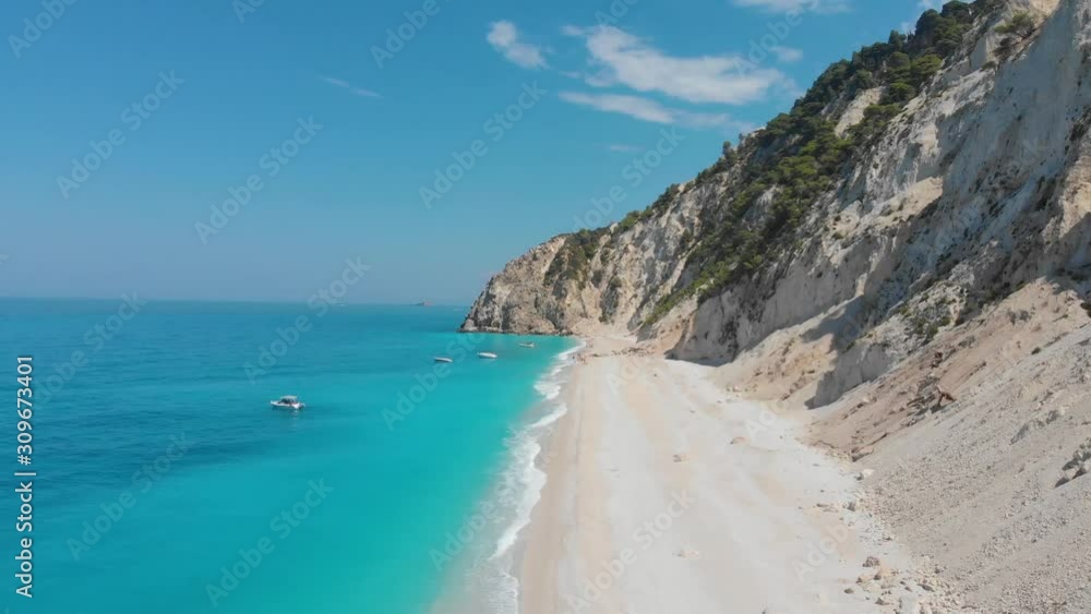 Aerial shot of beautiful Egremni Beach on Greek island Lefkada Aerial shot of beautiful Egremni Beach on Greek island Lefkada