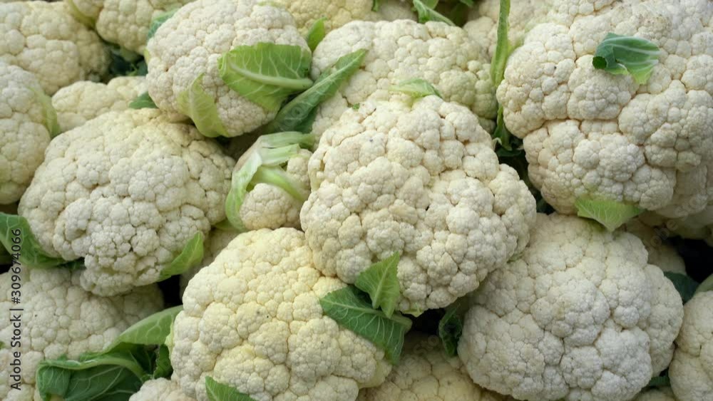 Harvest of cauliflower at the farmers market Harvest of cauliflower at the farmers market