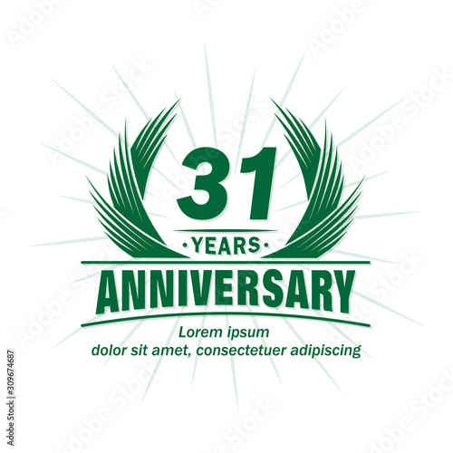 31 years logo design template. 31st anniversary vector and illustration.