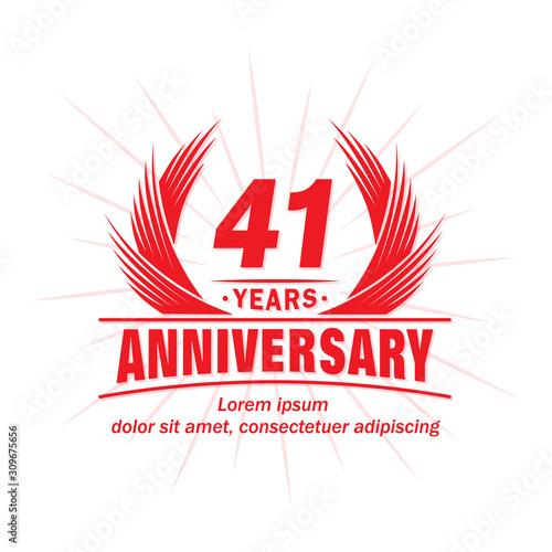 41 years logo design template. 41st anniversary vector and illustration.