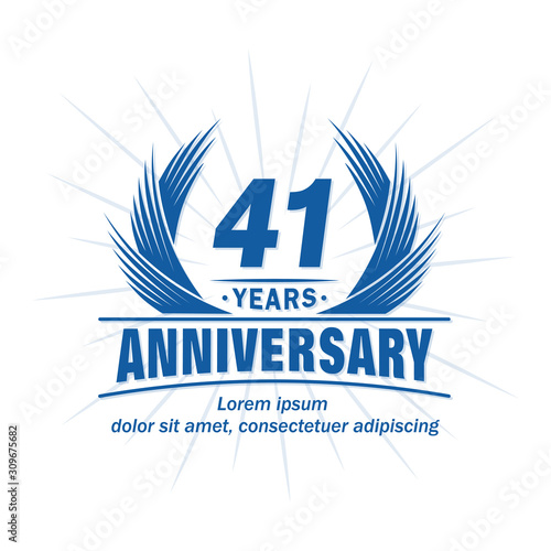 41 years logo design template. 41st anniversary vector and illustration.