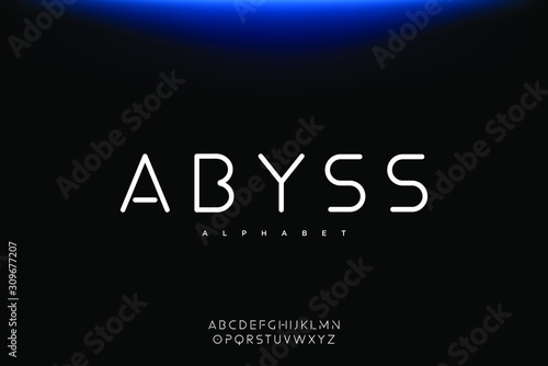 Abyss, Abstract technology science alphabet font. digital space typography vector illustration design