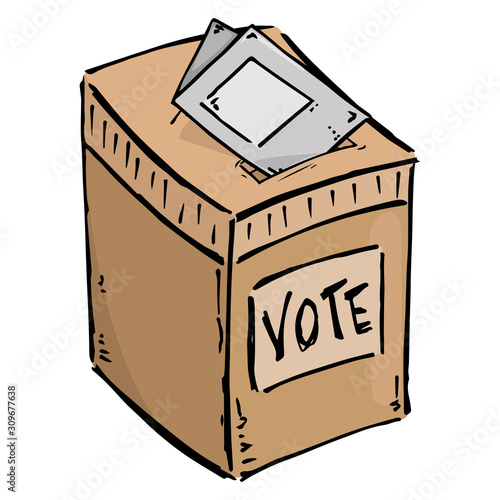 Ballot box. Vector illustration box for vote. Ballot box for voting in elections hand drawn.