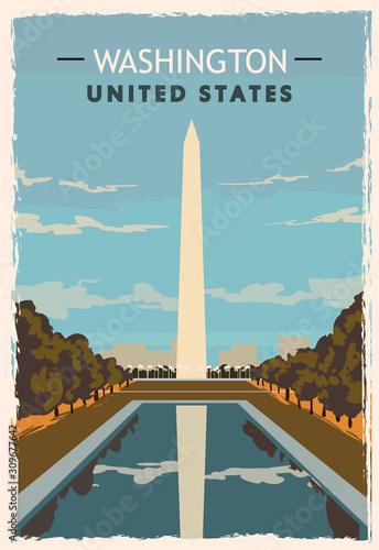 Tela Washington monument retro poster