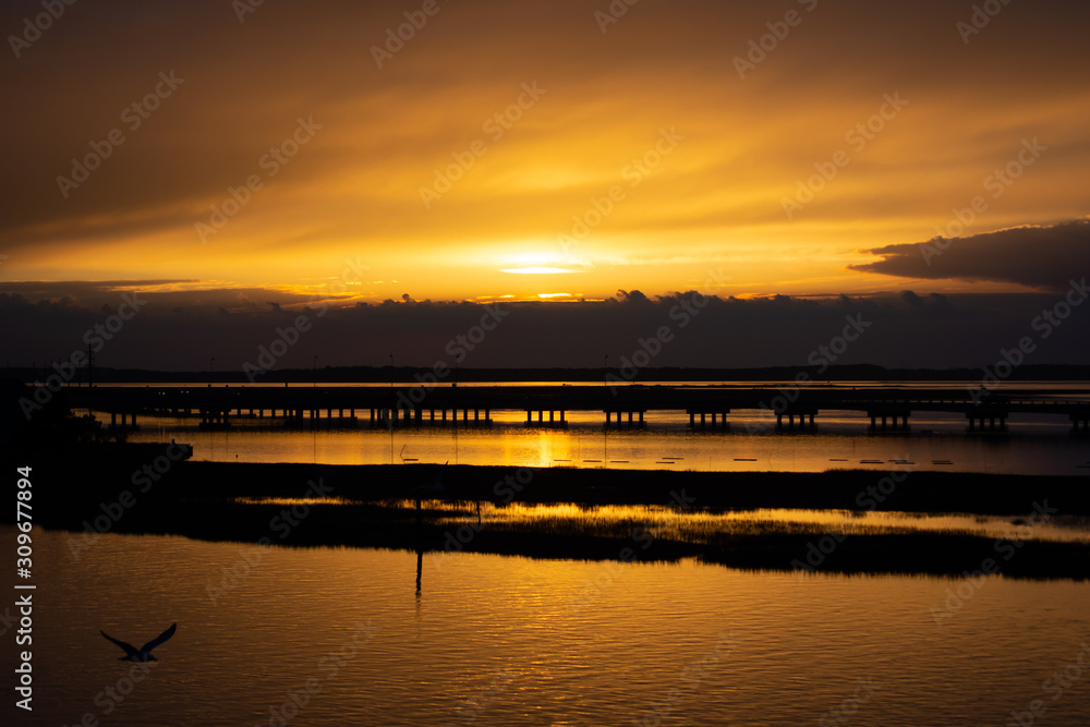 Bridge to Chincoteague Island at Sunset