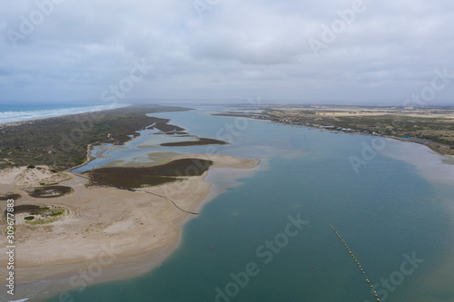 Aerial photograph the mouth of the River Murray near Goolwa in South Australia photo