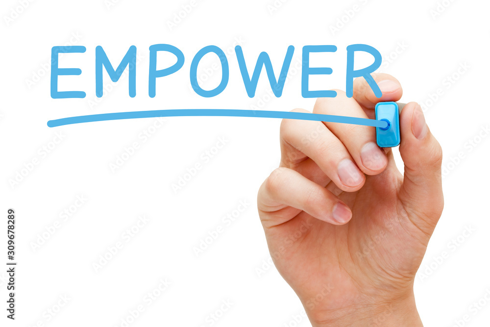 Word Empower Handwritten With Blue Marker Word Empower Handwritten With Blue Marker