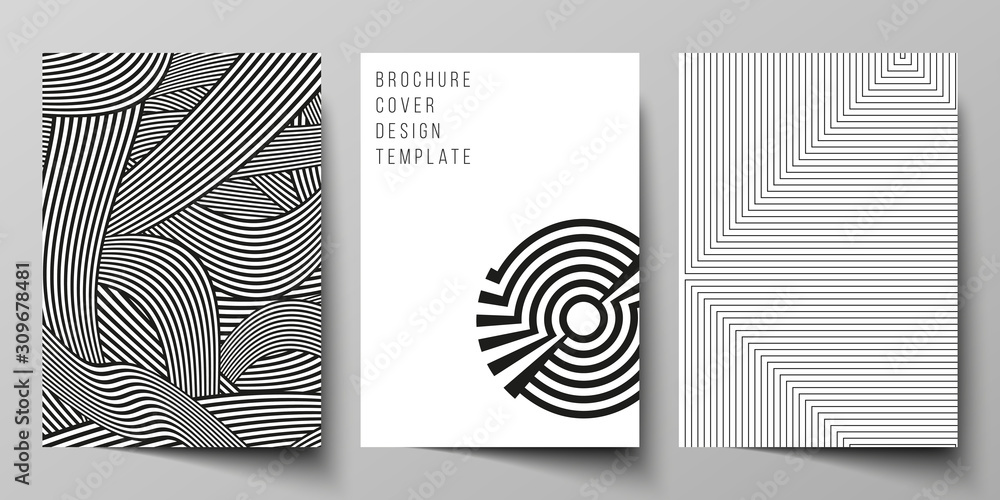 Plakat Vector layout of A4 format modern cover mockups design template for brochure, magazine, flyer, booklet, report. Trendy geometric abstract background in minimalistic flat style with dynamic composition