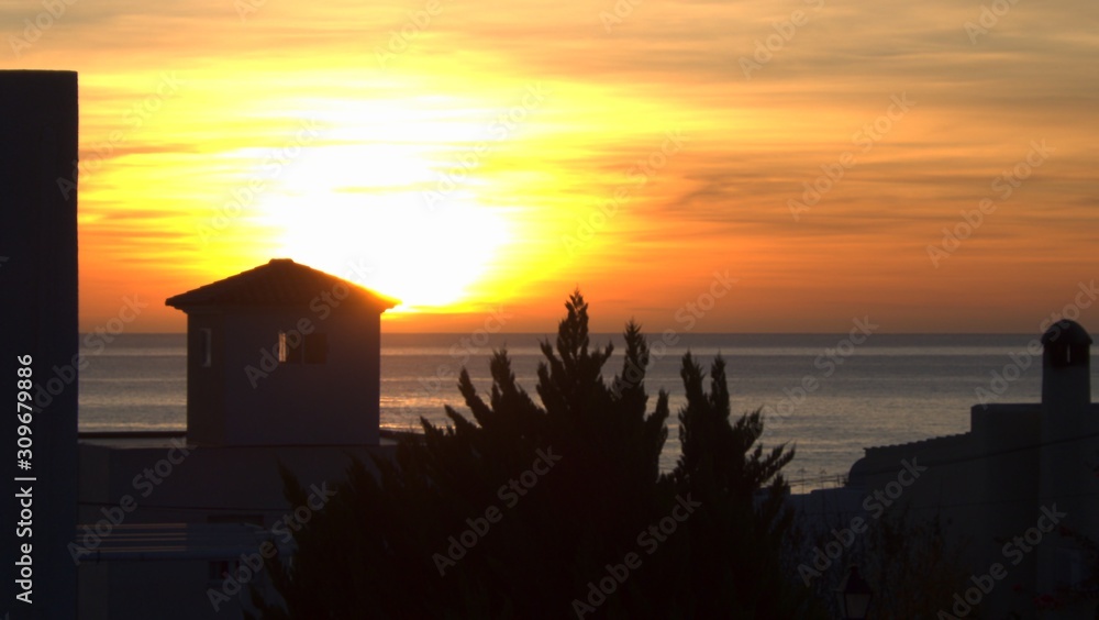 Sonnenaufgang über dem Mittelmeer in Mojacar (Andalusien)