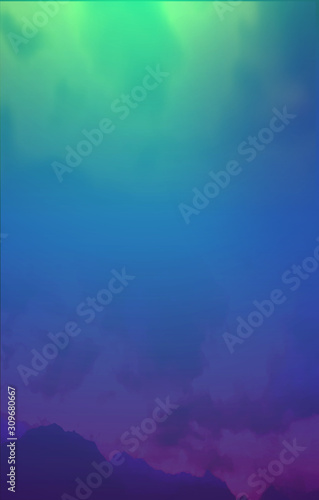 Beatiful Sky with Nordic Shine. Aurora Borealis Landscape