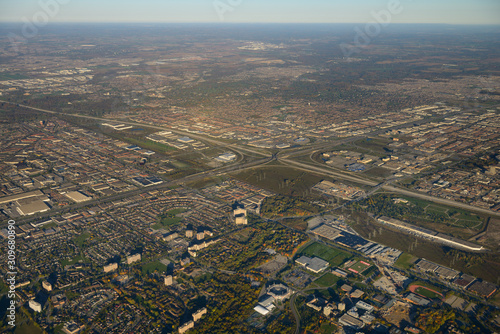 Aerial view north west York University with highway 407 and 400 Toronto and Vaughan photo