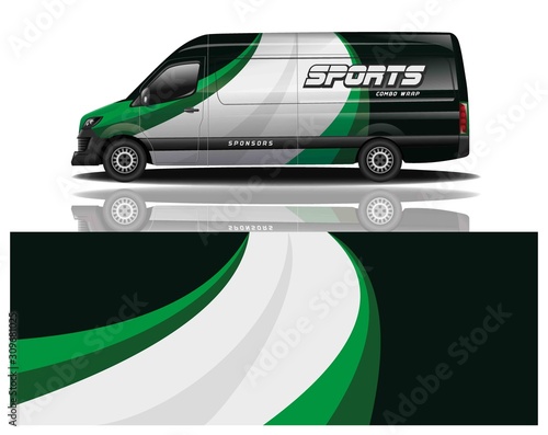 van car decal wrap design vector
