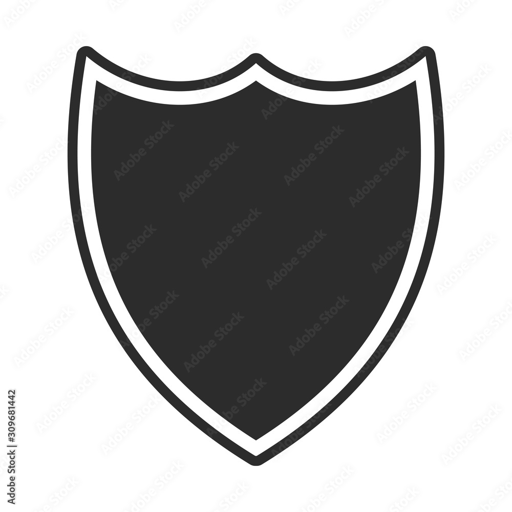 Shield with contour.  Safe and protect logo. Fully editable vector image.