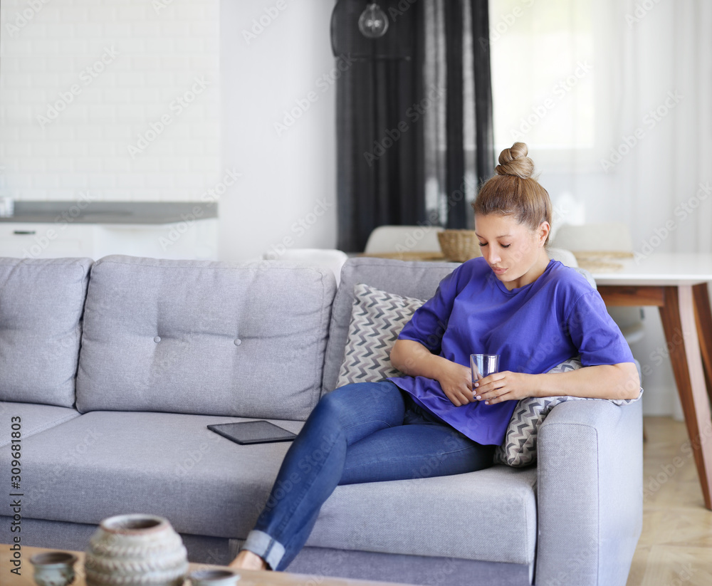 Portrait of young woman suffering from ache. Portrait of young woman suffering from ache.