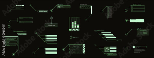 Warning frame. Abstract tech design Blue and red futuristic frame in modern HUD style background. Abstract technology communication design innovation concept background.Vector abstract graphic design.