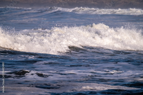 Rough atlantic ocean one day after storm Atiyah passed by on Dezember 08 2019.