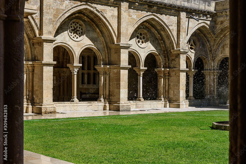 Views of the inner courtyard and gardens of Coimbra Cathedral