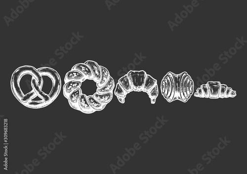 set of sweet pastry.