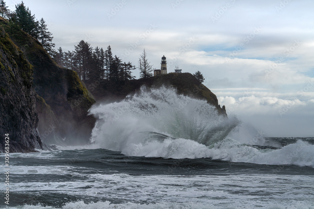 Big Surf And Lighthouse Cape Disappointment