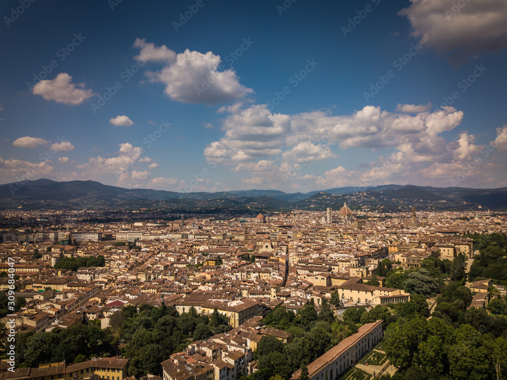 Beautiful Florence city skyline with Florence Duomo. Panorama of Florence, Italy
