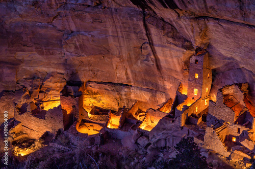 Square Tower House Luminaria Dusk