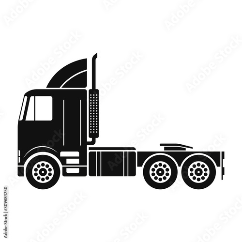 Truck icon. Black silhouette. Side view. Vector drawing. Isolated object on a white background. Isolate.