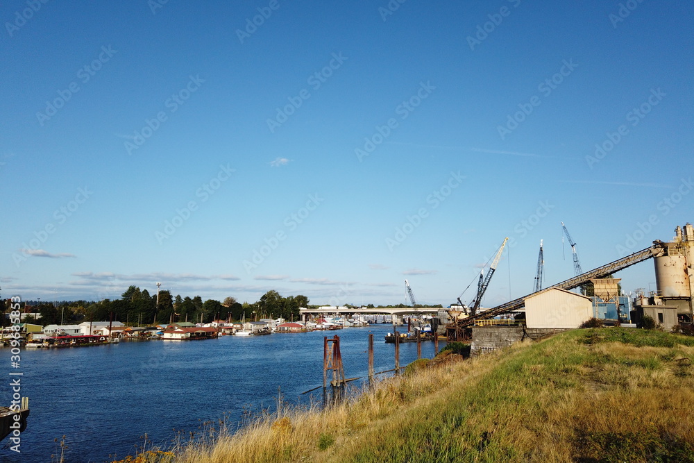 Industrial area along the Columbia River. Hayden Island, Portland, OR Industrial area along the Columbia River. Hayden Island, Portland, OR